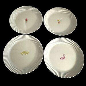Rae Dunn set of 4 Melamine summertime Artisan Collection 10” fluted edge plates